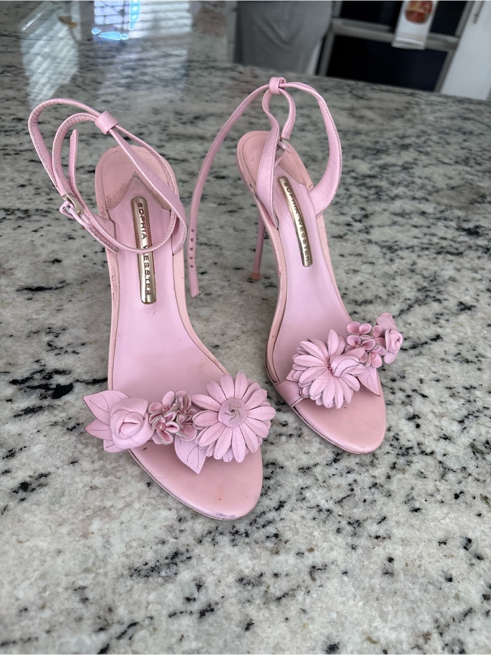 Sophia Webster Blush Pink Floral Ankle-Strap Stilettos